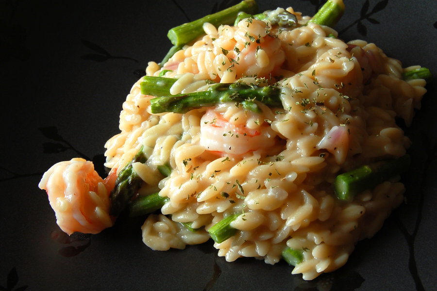 Risotto con Asparagi e Gamberi