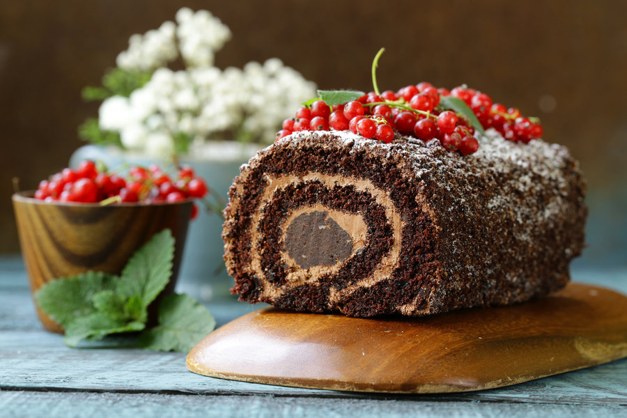 Rotolo al cacao con crema al caffè